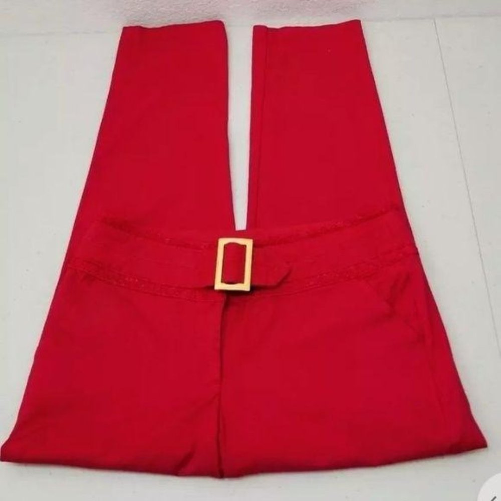 Xoxo Straight Leg Red Pants Attached Belt w Lace